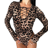 Leopard-Print Long-Sleeve Jumpsuit