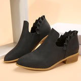 Lace Ankle Boots Women'S Thick Heel Fashion Boots