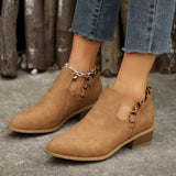 Lace Ankle Boots Women'S Thick Heel Fashion Boots