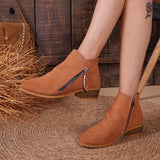 Side Zip Square Heel Martin Boots