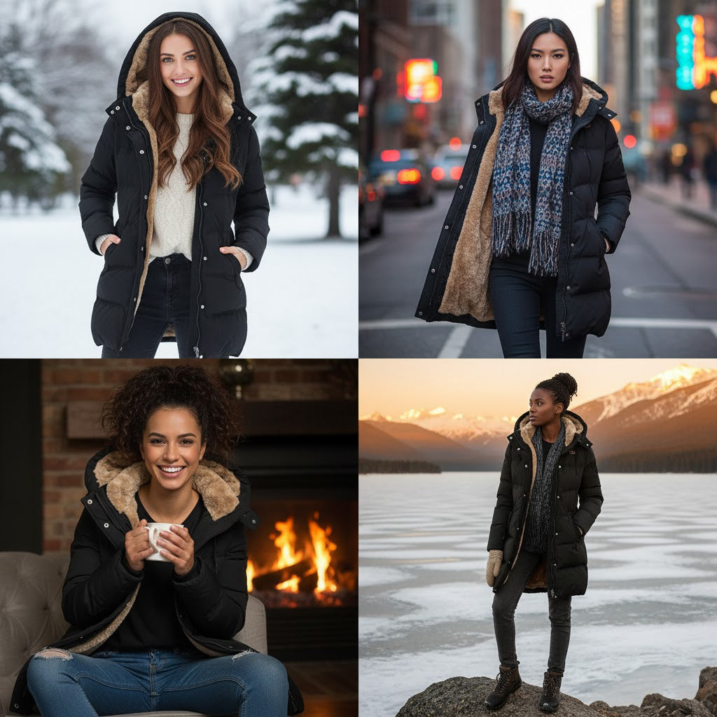 Women'S Fur Collar Pocket Coat